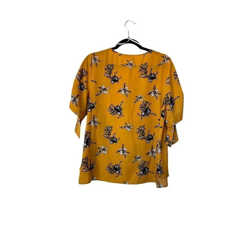 Everleigh Yellow Floral Blouse with Tie Sleeves - Picture 3 of 5